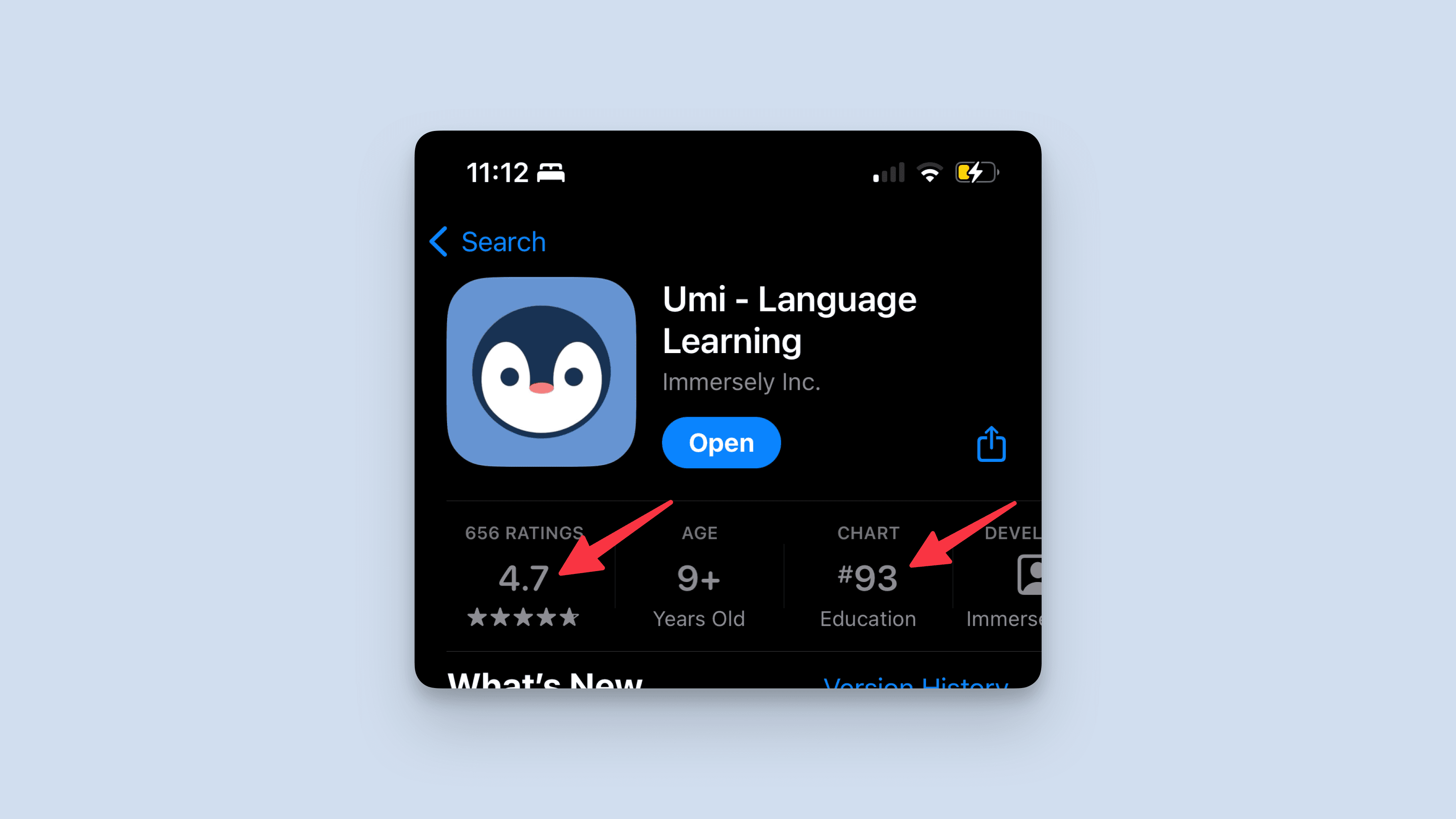 Screenshot of ios app store